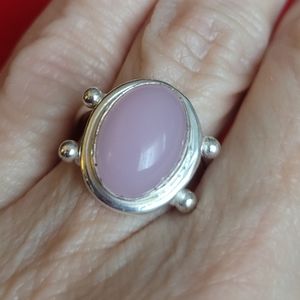 Rose quartz sterling silver ring
